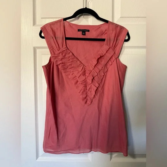 Banana Republic Sleeveless Ruffle Blouse - Coral - Picture 2 of 6